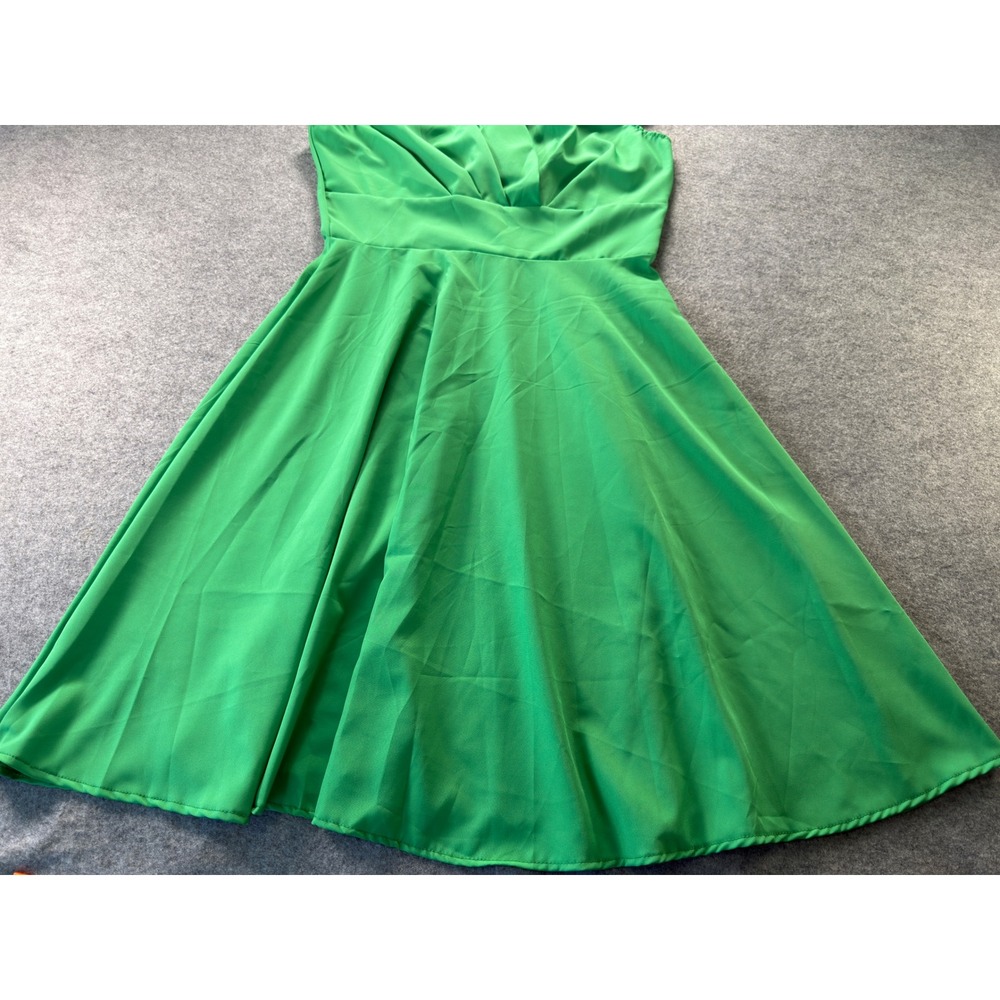 Unbranded Swing Dress Women Medium Green 1950s Rockabilly Fit and Flare Midi - Picture 4 of 14